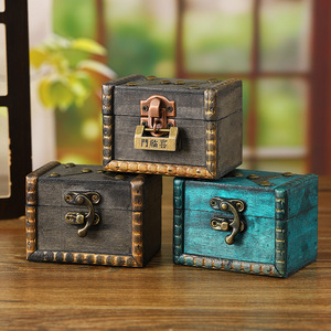 Cajas de joyería de madera retro multicolor con cierre metálico, almacenamiento de escritorio para decoración del hogar y accesorios de fotografía - Product Image 2