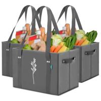 Sacs d'épicerie réutilisables robustes en matériau recyclé, sacs de courses pliables gain de place, sacs fourre-tout autoportants avec longues poignées