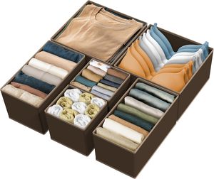Set of <b>6</b> Fabric Foldable Dresser <b>Drawer</b> Storage Bins Wardrobe Organizers Storage Boxes & Bins Clothing Organizer Customized Logo - Product Image 1