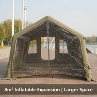 Tente de glamping gonflable professionnelle en tissu TC 8+8m², installation rapide automatique, tente d'extérieur
