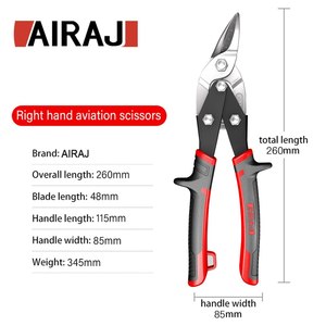 <span class=keywords><strong>Ciseaux</strong></span> pour tôles AIRAJ <span class=keywords><strong>de</strong></span> qualité industrielle, en aluminium aviation, pour plaques à boucles, en acier inoxydable, légers, grands, personnalisables - Product Image 6