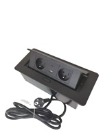 Prise de sol escamotable 16A 13A, courant nominal, anti-poussière, USB Type-C 2 ports, 110-250V, alliage d'aluminium, norme internationale