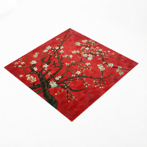 พรมลายดอกไม้สีแดง พรมขนสัตว์ทอมือ ปูพื้นทรงสี่เหลี่ยม ตกแต่งบ้านสไตล์โมเดิร์นสำหรับห้องนั่งเล่นและห้องนอน - Product Image 1