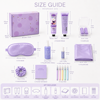 Coffret Cadeau Luxe Violet Relaxation – Kit de Soins du Sommeil Personnalisé avec Masque Oculaire, Spray d'Oreiller, Huile Roll-on, Stylo et Carnet pour Événements