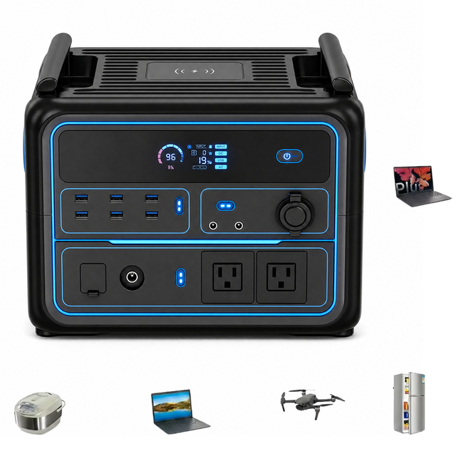 110V 220V 12V 24V Portable Power Station 1200W 1120Wh LiFePO4 Pure Sine Wave Solar Generator Car Charging