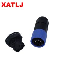 Conector de Alimentación RF para PCB, Serie XATLJ M19, 2-19 Pines, Macho/Hembra, Autoblocante, Impermeable IP67, con Certificación CE, ETL, UL94V-0, 25A