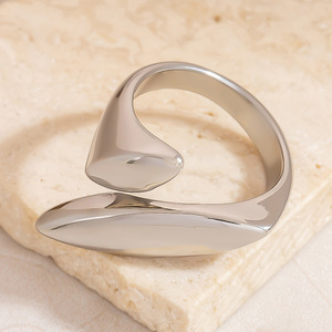 Stainless Steel Leaf Shape <b>Ring</b> For Women Geometric Design Gift Jewelry Yiwu Origin JZ21542S - Product Image 2