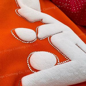 Tissu molletonné français 100 % coton, coupe carrée, 500 g/m², personnalisé, épais, vintage, de haute qualité, effet vieilli, avec strass, pour short - Product Image 6