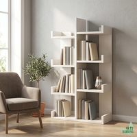Étagère sur pied 8 compartiments à niveaux irréguliers, style simple, meuble de rangement au sol pour salon, coin et rangement mural latéral