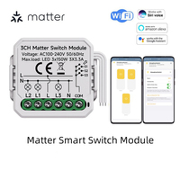 Interrupteur intelligent WiFi pour Homekit Matter, module de relais d'automatisation de la maison intelligente 16A, fonctionne avec Siri, Smartthings, Alexa, Google 1/2/3CH