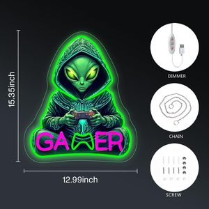 Enseigne au néon de console de jeu Extraterrestrials pour la décoration de la salle de jeu, décoration de la salle de jeu, néons personnalisés - Product Image 6