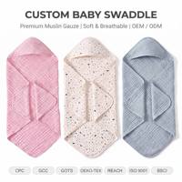 Couverture d'emmaillotage personnalisée pour bébé, 100% coton mousseline, emmailloteuse douce et respirante pour nouveau-né, OEM ODM en gros