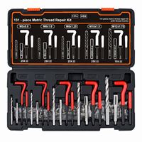 Vente directe usine – Kit de réparation de filetages en acier rapide de 131 pièces avec inserts filetés autotaraudeurs et forets