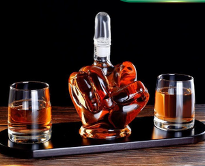 Accesorios para Regalo, Contenedor de Vino y Vasos con Dedo Medio, Juego de Decantador de Whisky con Dedo para Whisky Escocés, Tequila y Brandy - Product Image 2
