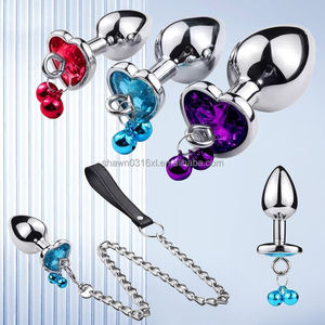 XLN <span class=keywords><strong>Plug</strong></span> <span class=keywords><strong>anal</strong></span> en acier inoxydable avec décorations en diamant, masseur <span class=keywords><strong>anal</strong></span>, chaîne de clochettes, <span class=keywords><strong>laisse</strong></span>, 100% étanche, 3 tailles, silicone - Product Image 4