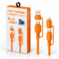 Nouveau câble USB Type-C 4-en-1 240W pour iPhone et Android, charge rapide 5A, gaine en nylon, 1,2 m