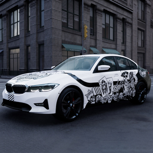 WRAPMASTER 5*65ft <span class=keywords><strong>Film</strong></span> de protection de voiture personnalisé motif crâne <span class=keywords><strong>dessin</strong></span> <span class=keywords><strong>animé</strong></span>, Vinyle PET Bleu Ciel Étoilé, <span class=keywords><strong>Film</strong></span> adhésif pour véhicule - Product Image 1