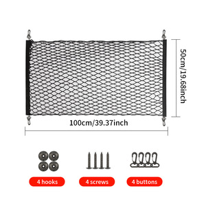 Car Trunk <b>Storage</b> Net 100x50cm Double Layer Mesh Organizer With Hooks Screws Buttons For Rear <b>Seat</b> Luggage - Product Image 1