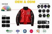 Veste universitaire personnalisée pour homme en cuir véritable rouge avec grande broderie au dos sur le thème du basketball, logo personnalisé, streetwear, veste letterman