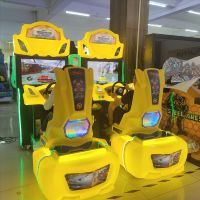 Console de jeu de course automobile simulateur à monnayeur avec écran LCD 42 pouces et sièges de voiture, machine d'arcade motorisée pour centre de jeux