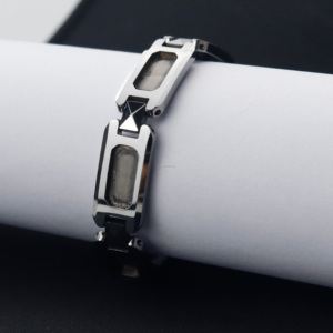 Poya – <span class=keywords><strong>Bracelet</strong></span> en tungstène vierge <span class=keywords><strong>avec</strong></span> aimants, incrustations personnalisées en bois d'<span class=keywords><strong>opale</strong></span> et météorite - Product Image 3