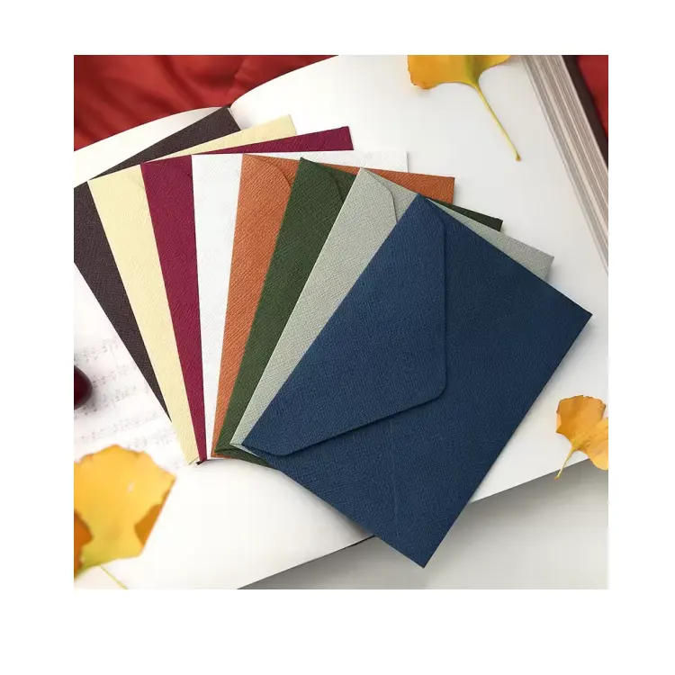 Custom Simple Western Linen Texture Kraft Paper Envelope for Letter Wedding Invitation Envelope