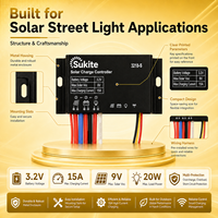Contrôleur de charge solaire PWM plat de qualité extérieure Sukite 3218 3.2V 25W 15A pour projet d'ingénierie solaire