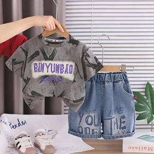 Ensemble de <span class=keywords><strong>tenue</strong></span> d'été 2026 Nouveau style Ensemble deux pièces tendance pour enfants avec short en jean à manches courtes - Product Image 5