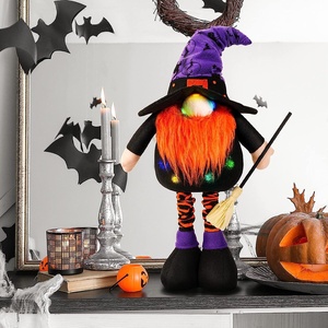 Decoraciones de Halloween: Araña, Muñeco Luminoso Telescópico de Anciano sin Rostro, Escoba, Sombrero Alto, Adornos de Bruja - Product Image 1