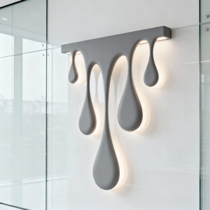 Matte Grey Melting Drip <b>Wall</b> Lamp Creative Liquid Teardrop Design LED <b>Wall</b> <b>Sconce</b> Ambient Decor <b>Wall</b> Light for Bedroom Corridor - Product Image 3