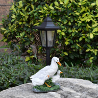 Décoration d'extérieur solaire transfrontalière en forme de canard, ornement animal lumineux créatif pour la maison, artisanat lumineux sculpté en résine époxy