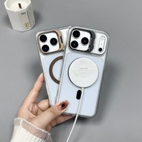 Coque de téléphone antichoc transparente avec support magnétique pour appareil photo C0269 pour iPhone 17 Air 16 15 14 13 12 11 18 Pro Max