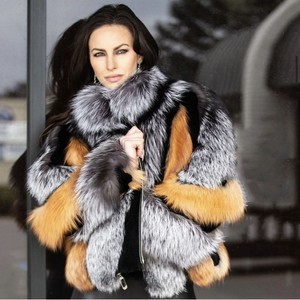 RXFurs Plus Size Casacos de Pele De Raposa Tamanho Personalizado Multi Cor Fofo Peludo Prata Pele Vermelha Casacos Zipper Mulheres - Product Image 6
