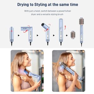 5 In 1 Hot Air Comb Styler With Brushless Motor Fast Heating Blue Rose Gold Black Hair Dryer With Interchangeable Nozzles - Product Image 3