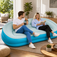 Canapé gonflable avec pompe intégrée, double siège, PVC floqué, 175x85x72cm, auto-gonflant, pour le camping en plein air