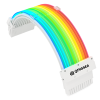 Cable de Extensión Plano para Fuente de Alimentación PSU de 24 Pines, con Mangas, para Placa Base, Cables RGB para PC Gaming SYNC