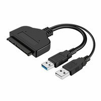 Adaptador USB 3.0 a SATA 3 III para Disco Duro, 7+22 Pines, Convertidor UASP SATA a USB 3.0 con Cable de Alimentación para HDD/SSD de 2.5 Pulgadas