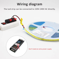 Bande lumineuse LED COB 220V, ruban flexible, éclairage intelligent IC, pas besoin de driver, haute luminosité, 240 LED, éclairage linéaire, RA95, blanc chaud