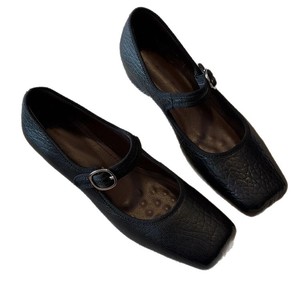 Zapatos Planos Mary Jane de Cuero Genuino Negro con Punta Cuadrada y Correa con Hebilla, que Aumentan la Altura, para Todas las Temporadas, para Mujer - Product Image 5