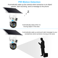 V380 Pro Caméra de surveillance PTZ CCTV à énergie solaire Interphone Caméra solaire extérieure WiFi Carte SIM 4G