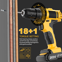 Ensemble de perceuse sans fil sans clé 20V avec tournevis électrique Mini moteur brossé à vitesse variable pour bricolage Batterie de source d'alimentation d'entrepôt européen