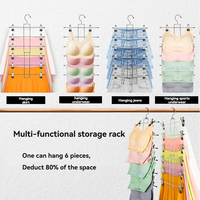 Organisateur de vêtements multifonctionnel et peu encombrant, cintre pliable en métal à 6 niveaux pour jeans, jupes et pantalons