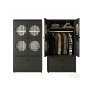 <span class=keywords><strong>Armario</strong></span> de Almacenamiento de Acero, <span class=keywords><strong>Armario</strong></span> Moderno con 2 Puertas de Vidrio, Fácil de Montar, Muebles Ecológicos para Dormitorio - Product Image 6