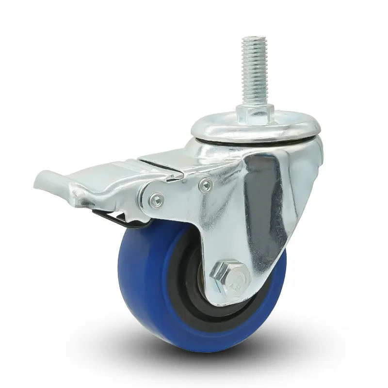 125mm Caster bánh xe Caster bánh xe với bóng mang màu xanh xoay có thể khóa đàn hồi trung bình nhiệm vụ Caster