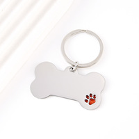 Porte-clés personnalisable en acier inoxydable avec empreinte de patte colorée, gravure laser de logo, plaque d'identification pour chien, porte-clés DIY