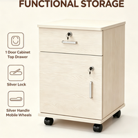 Meuble de rangement mobile à 3 tiroirs verrouillables avec roulettes, organisateur sous bureau pour bureau commercial, plusieurs couleurs de bois