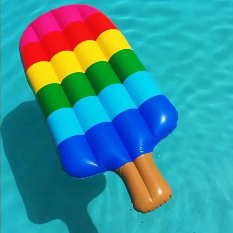 Giocattoli gonfiabili unici dell'acqua del galleggiante della piscina del partito dell'acqua del PVC all'ingrosso isola gonfiabile del galleggiante del gelato dell'arcobaleno gonfiabile della boa della caramella