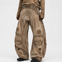 DiZNEW Grunge Apocalypse Aesthetic Baggy Jeans Homme Vintage Mud Wash Grommet Cargo Trousers Avant-garde High Street Jeans
