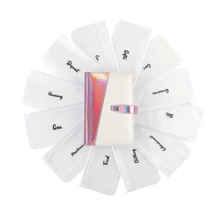 Nouvelle version A6 holographique en cuir PU couverture rigide budget livre 6 anneau 12 pièces classeur poches feuilles budgétaires étiquette autocollants cahiers - Product Image 1