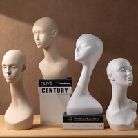 Buste de mannequin en fibre de verre mat avec épaules, tête de mannequin de table pour l'affichage de chapeaux, perruques et bijoux en magasin de détail